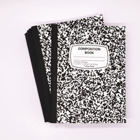 Cahier relié par fil, couverture rigide avec impression marbrée noire, 100 feuilles, cahier d'exercices pour étudiants, cahier personnalisé avec logo.