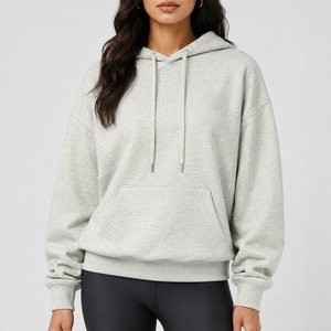Sudadera con Capucha Extra Grande para Mujer, Color Sólido, Felpa de Algodón, Bolsillo Frontal, Largo Regular, Modelo Phoenix para Otoño - Product Image 6