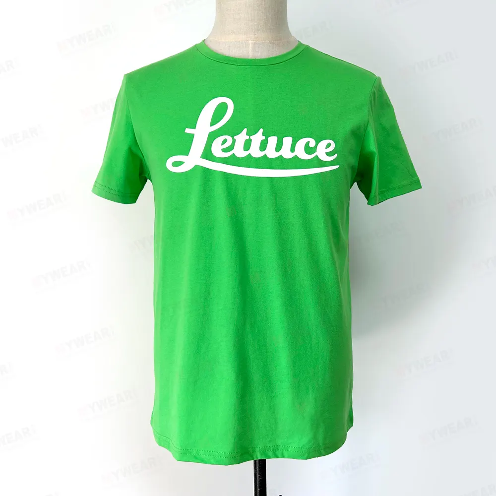 Pois vert hommes t-shirts personnalisé sérigraphie imprimé t-shirt pour hommes coton polyester à manches courtes col rond t-shirts pour hommes