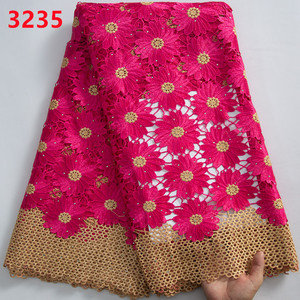 ผ้าลูกไม้ถัก,ผ้าลูกไม้ไนจีเรียสำหรับเย็บชุดแต่งงาน3235น่ารัก <span class=keywords><strong>Pomona</strong></span> สีเขียว Afrian Guipure - Product Image 6