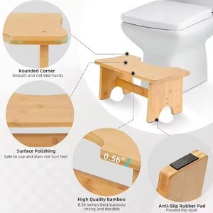 Bamboo <b>Bathroom</b> <b>Stool</b> Wooden Toilet Squatting Seat Non Slip Minimalist Design Easy Clean <b>Storage</b> Rack For <b>Bathroom</b> - Product Image 3