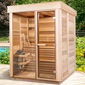 Luxury Wooden Cabin square steam sauna room for sale