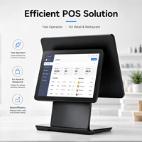 Système de point de vente à double écran de 15,6 pouces, système de point de vente de vente au détail Windows Android, machine de point de vente en alliage d'aluminium ultra-mince, caisse enregistreuse de bureau