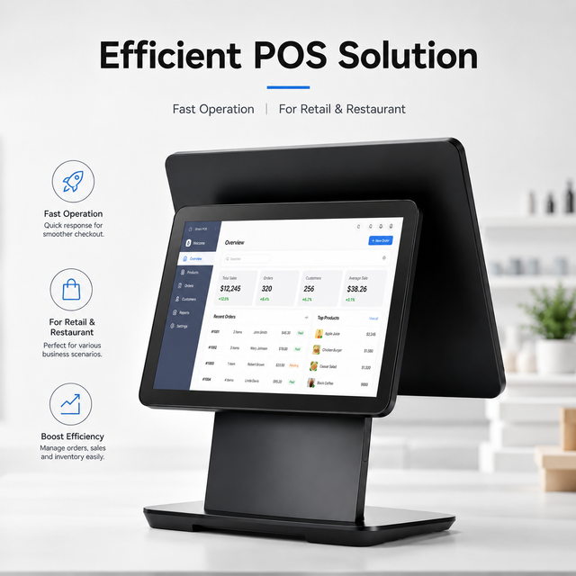 15.6 Inch Dual Screen Pos System Retail Windows Android Pos Machine Aluminum Alloy Ultra-Thin Panel Desktop Cash Register