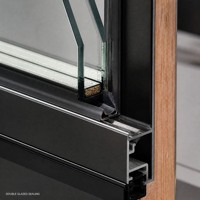 Puerta Interior de Madera Revestida de Aluminio, Núcleo de Madera Sólida, Doble Acristalamiento, Impermeable e Insonorizada, para Dormitorio, Villa u Hotel