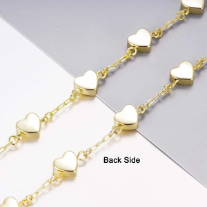 Bracelet en or 14 carats avec pendentif cœur pour femme, 5 pendentifs cœur finition brossée avec pierres CZ, chaîne délicate, fermoir mousqueton réglable - Product Image 5