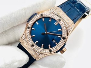 Sapphire diamond-studded bezel automatic mechanical rubber diving <b>watch</b> for men - classic business style stainless steel - Product Image 4