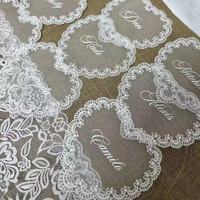Tarjetas de Visita y Posavasos Personalizados con Encaje de Corazón, Decoración de Boda Personalizada para una Mesa Romántica, Adornos para el Hogar para Fiestas