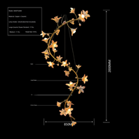 Lustre moderne en céramique feuille de Ginkgo, luxueux et fait main, avec branches dorées, pour villa, salon, escalier, hall d'hôtel