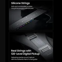 Gitar AeroBand Tanpa Rasa Sakit, Senar Silikon Paduan Seng, Travel All-in-One, 9 Gaya Suara, Speaker Bass Akustik, Mikrofon