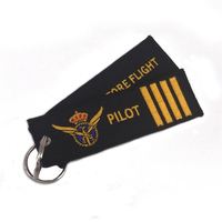 Porte-clés en polyester personnalisé, design populaire, double face, brodé pilote, tissé, compatible AirTag, vente en gros