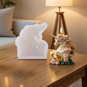 Flower Unicorn 100% Silicone <b>Candle</b> <b>Molds</b> Cartoon Animal 2-Piece Dishwasher Safe Sustainable DIY Aromatherapy <b>Candle</b> Making - Product Image 4