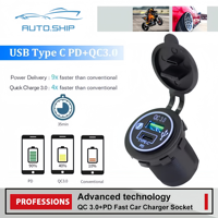 Prise de chargeur de voiture USB Type-C QC3.0, adaptateur double port USB, prise de courant rapide 12V/24V DC PD pour camping-car, bateau, camion