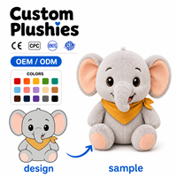 Mascotte d'éléphant en peluche super douce de haute qualité, personnalisable, avec rembourrage en coton PP, tailles sur mesure