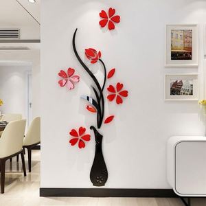 Autocollants muraux en acrylique 3D en forme de fleurs de prunier, décoration créative DIY pour la maison, autocollant mural pour salon et chambre à coucher - Product Image 4
