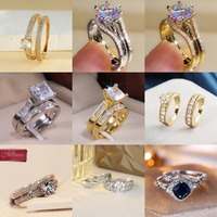 Parures de bagues de fiançailles et de mariage de luxe multicolores pour femmes, bijoux personnalisés purs pour le doigt