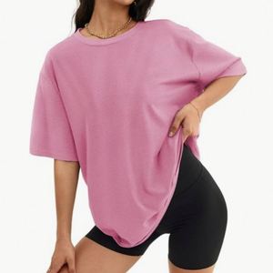 En stock t-shirts femme en polyester tricoté écologique vêtements de base couleur unie été décontracté coupe régulière - Product Image 2