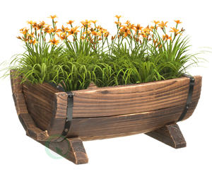 Jardinière de jardin en bois haute stabilité jardinière en forme de demi-cercle avec jambe pour serrure - Product Image 1