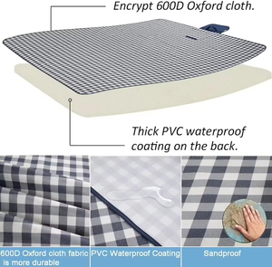 Alfombra de picnic plegable de Oxford con diseño a rayas, ligera y portátil, para uso en exteriores, para todas las estaciones, forma rectangular - Product Image 5