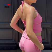Ensemble 2 pièces sexy personnalisé à faible MOQ pour femme : débardeur dos nu et short taille repliable – Tenue de sport, yoga et gym