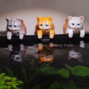 Mochila pequeña cesta <span class=keywords><strong>de</strong></span> bambú gato resina tumbado en Pecera plástico creativo paisaje decoración adornos sala <span class=keywords><strong>de</strong></span> estar al por mayor - Product Image 5