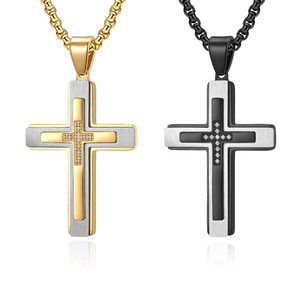 Ciondolo a Croce in Acciaio Inossidabile ARNAN per Uomo, Nuovo Stile Europeo e Americano, <span class=keywords><strong>Combinazione</strong></span> a Tre Strati, Gioiello Personalizzato - Product Image 1