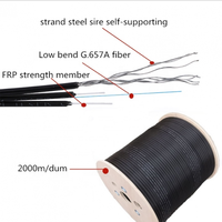 Cable de caída Ftth 1 núcleo 1km 2km 3km tambor de madera contrachapada FTTH G657a2 Cable de caída GJYXCH modo único interior Frp Cable de fibra interior