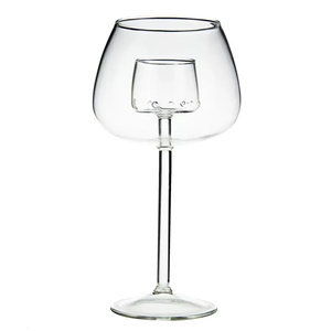 Vente en gros de carafe intégrée transparente et créative en verre borosilicaté résistant à la chaleur à pied haut verre à vin rouge - Product Image 1