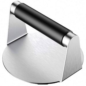 Heavy Duty 430 Stainless Steel 5.5 Inch Non-Stick Surface Burger Press Smasher with Heat-Resistant Handle - Product Image 1