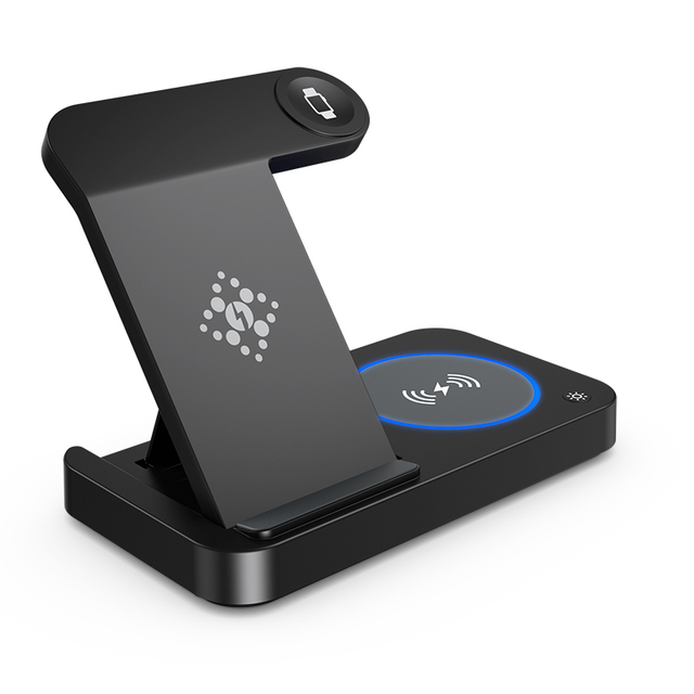 3-in-1 Wireless Charging Station 15W Fast Charger Phone Stand Charging Dock for Smartphone Smart Watch Earbuds