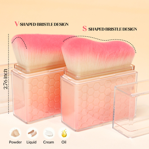 Brocha de Maquillaje Individual para Base, Herramienta de Belleza Vegana Personalizada 2026, Mango de Plástico, Color Oro Rosa Café, Cerdas Suaves - Product Image 4