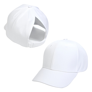 Gorra de Béisbol Blanca de 6 Paneles, Ajustable con Cierre de Velcro, Gorra de Sol de Algodón Lisa - Product Image 1