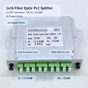 ตัวแยกไฟเบอร์ออปติกแบบเสียบปลั๊ก LC/APC 1x16 ชนิด SM Single Mode Cassette สำหรับ FTTH PON CATV ODF Cabinet - Product Image 1