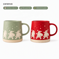 Mug en grès illustré Père Noël personnalisé en gros OEM ODM – Mug à café mat moucheté pour les fêtes
