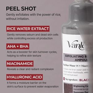 Ampolla Exfoliante Facial de Arroz Negro OEM/ODM, Reduce Poros, Ilumina la Piel, AHA BHA Niacinamida, Esencia de Arroz 2.7oz - Product Image 4