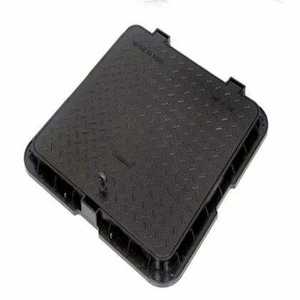 Cubierta DE REGISTRO DE PVC de plástico duradero, piso completo, negro, tapa cuadrada de 45mm de espesor para drenaje ligero o uso en cámara de utilidad - Product Image 1