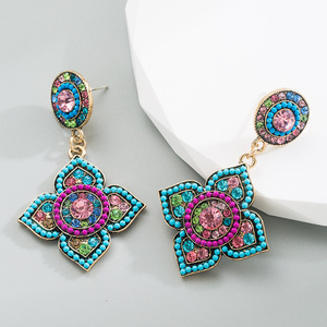 Nouveau Design Tibétain Ethnique Turquoise Bijoux Dangle Hoop Boucles D'oreilles Vintage Drop Pendentif Boucles D'oreilles Boho Géométrique Drop Boucles D'oreilles - Product Image 3