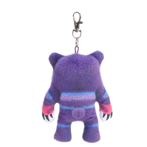 Trippy Psychedelic Purple <strong>Monster</strong> Bear Plush Keychain Color Strip Asymmetric Smile Spiral Eye Bag Charm - Product Image 2