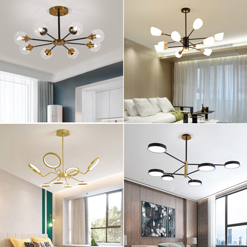 Chandelier Glass for Living Room Bedroom Hotel Metal Lighting Living Room Chandelier Glass Lamp LED Pendant Lamp