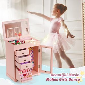 Sáng Tạo Bao Bì Hộp Đồ Trang Sức Sang Trọng Pastel Màu Hồng Nữ Diễn Viên Ballet Tự Làm Bằng Gỗ Đồ Trang Sức Âm Nhạc Hộp Tổ Chức Trẻ Em Thủ Công Cho Hộp Đồ Trang Sức - Product Image 4