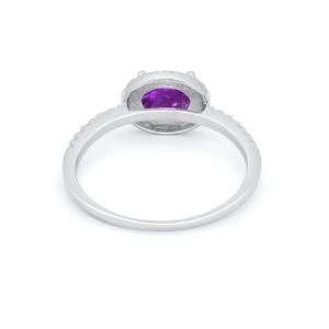 100% 925 Sterling Silver Natural Dainty Real Amethyst Vintage Emerald Cut Engagement and Wedding <b>Ring</b> - Product Image 3
