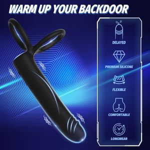 Anillo Vibrador de <span class=keywords><strong>Doble</strong></span> Penetración <span class=keywords><strong>con</strong></span> 10 Modos de Vibración, Impermeable, para Hombres - Product Image 6
