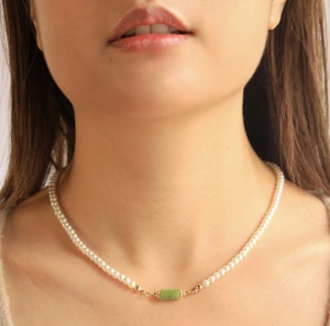 Collana Vintage all'ingrosso di perle e gemme acquamarina naturale grande girocollo di moda catena impermeabile gioielli donna imitazione - Product Image 4