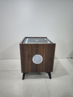 Tables de chevet intelligentes avec plateau en verre trempé et haut-parleurs Bluetooth + prise de charge USB et type-C + charge sans fil