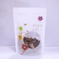 Pochette Doypack Personnalisée avec Fenêtre pour Alimentation, Sac d'Emballage Alimentaire Transparent, Sachet à Fermeture Ziplock en Plastique, Emballage Carton Blanc, Sacs à Bonbons en LDPE