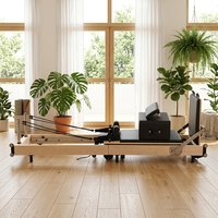 Machine de Pilates Reformer Pliable et Réglable en Bois de Chêne Écologique, Silencieuse et Portable pour la Maison et le Mini-Studio