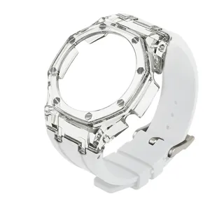 GA-2100 tali jam tangan karet silikon Kit Mod casing kristal bening transparan untuk G shock GA2100 suku cadang jam pengganti