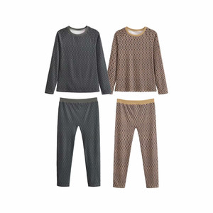 MYST & ZA femmes 2025 printemps nouveau <span class=keywords><strong>Simple</strong></span> col rond manches longues léger serré <span class=keywords><strong>T</strong></span>-<span class=keywords><strong>shirt</strong></span> + pantalon ensemble 4388024 - Product Image 2