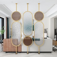 Paravent Rotatif Moderne en Verre Arc-en-ciel et Métal, Style Nordique Minimaliste, pour Séparation Décorative de Salon et Entrée
