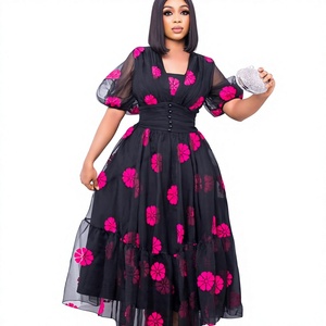 Robe d'été formelle en mousseline de soie pour femmes grandes tailles, élégante et décontractée, à épaules dénudées - Product Image 4